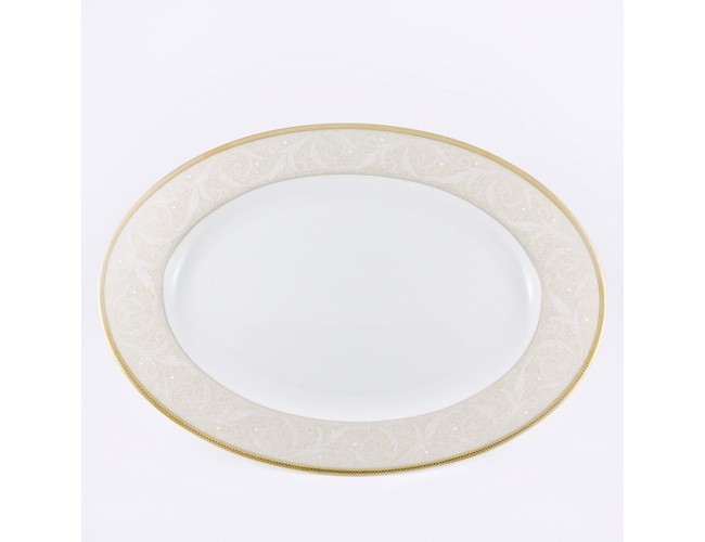 Блюдо овальное Narumi Золотой ноктюрн 38 см, костяной фарфор Блюдо овальное Narumi Золотой ноктюрн 38 см, костяной фарфор