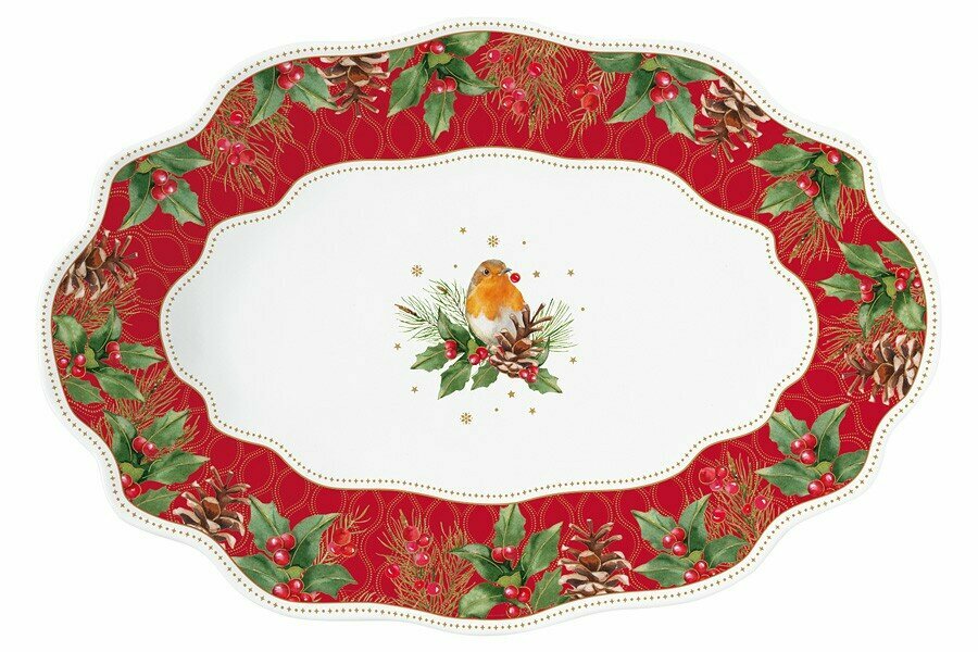 Блюдо 30х21 см Рождественские ягоды 19 см, Easy Life, фарфор Блюдо 30х21 см Рождественские ягоды 19 см, Easy Life, фарфор