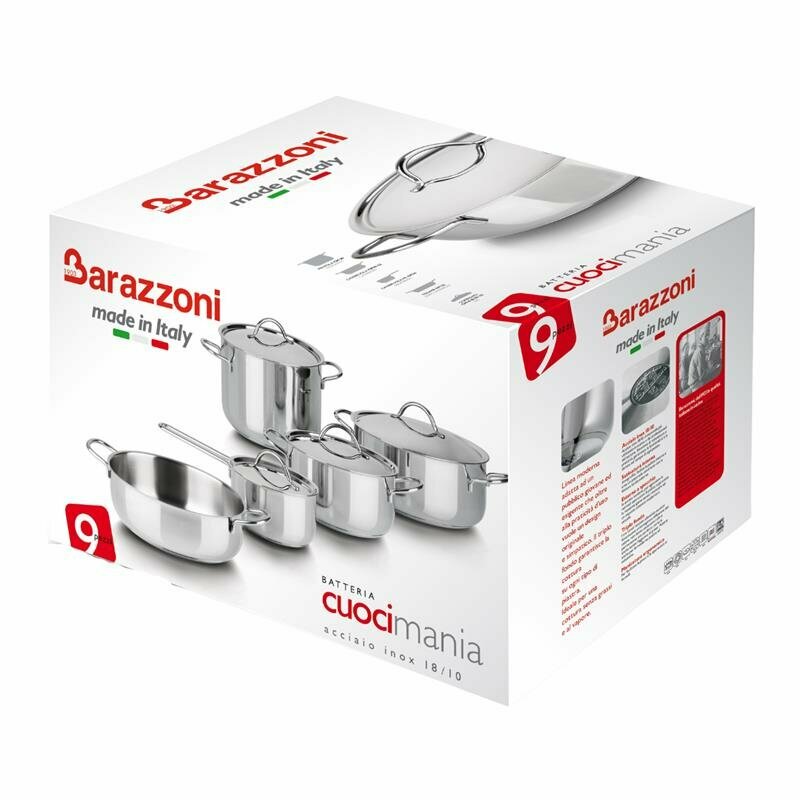 Набор кастрюль Barazzoni Cuocimania 9 предметов, сталь нержавеющая, Италия Набор кастрюль Barazzoni Cuocimania 9 предметов, сталь нержавеющая, Италия