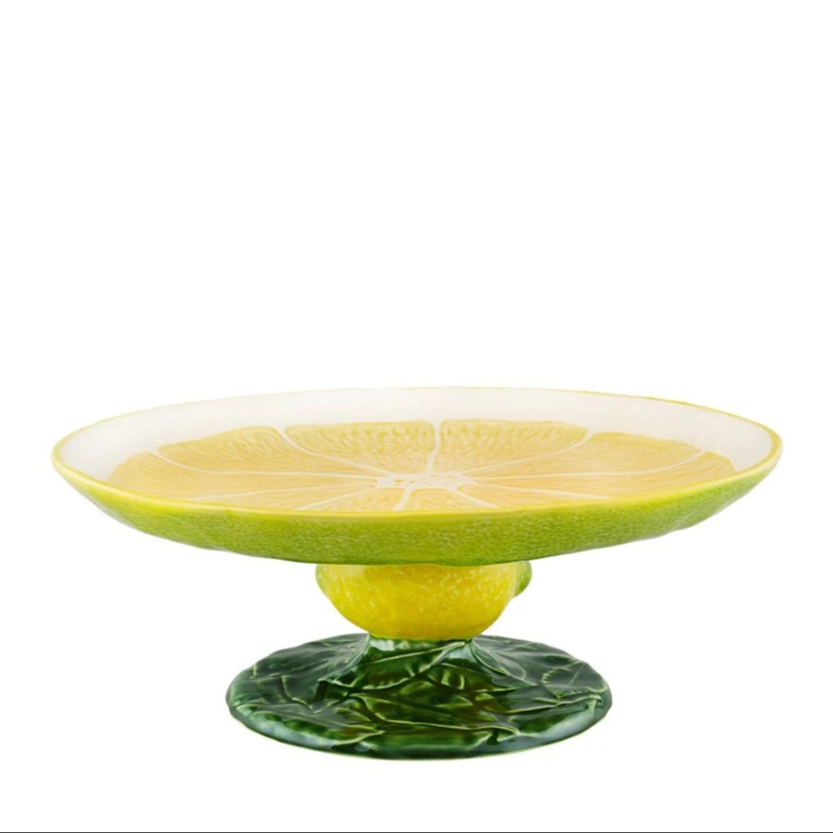 Тортница на ножке Bordallo Pinheiro Лимон 33 см, керамика, Португалия Тортница на ножке Bordallo Pinheiro Лимон 33 см, керамика, Португалия