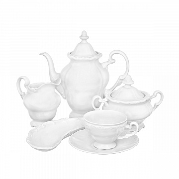 Сервиз кофейный Weimar Porzellan на 6 персон, белый, без декора, 16 предм., Германия Сервиз кофейный Weimar Porzellan на 6 персон, белый, без декора, 16 предм., Германия