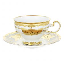 Набор чайных пар 210 мл на 6 персон, Кленовый лист, фарфор, белый,Weimar Porzellan, Германия