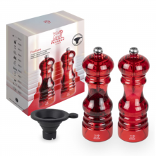 Набор мельниц для соли и перца PODIUM 18 см ( прозрачный красный акрил), PEUGEOT, Франция