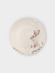 Тарелка закусочная 20 см, фарфор, белая, Кролик в цветах, Bunny, Anna Lafarg