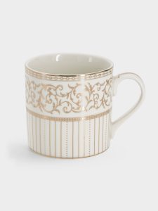 Кружка 400 мл, фарфор белый, с золотистым орнаментом Golden, Pozzi Milano