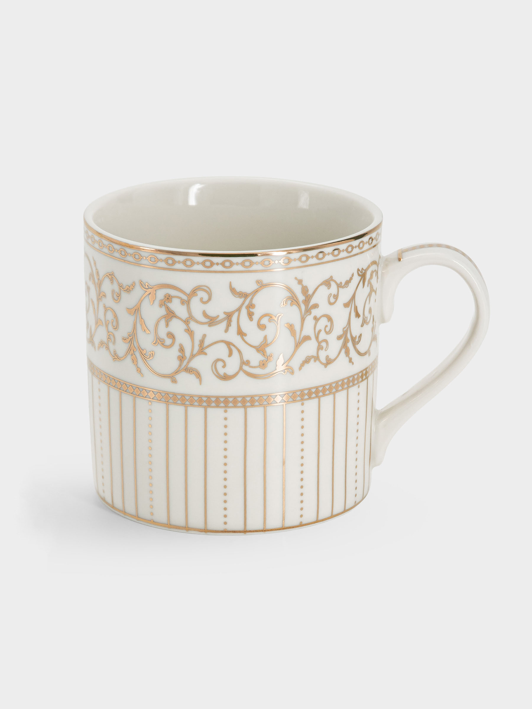 Кружка 400 мл, фарфор белый, с золотистым орнаментом Golden, Pozzi Milano Кружка 400 мл, фарфор белый, с золотистым орнаментом Golden, Pozzi Milano