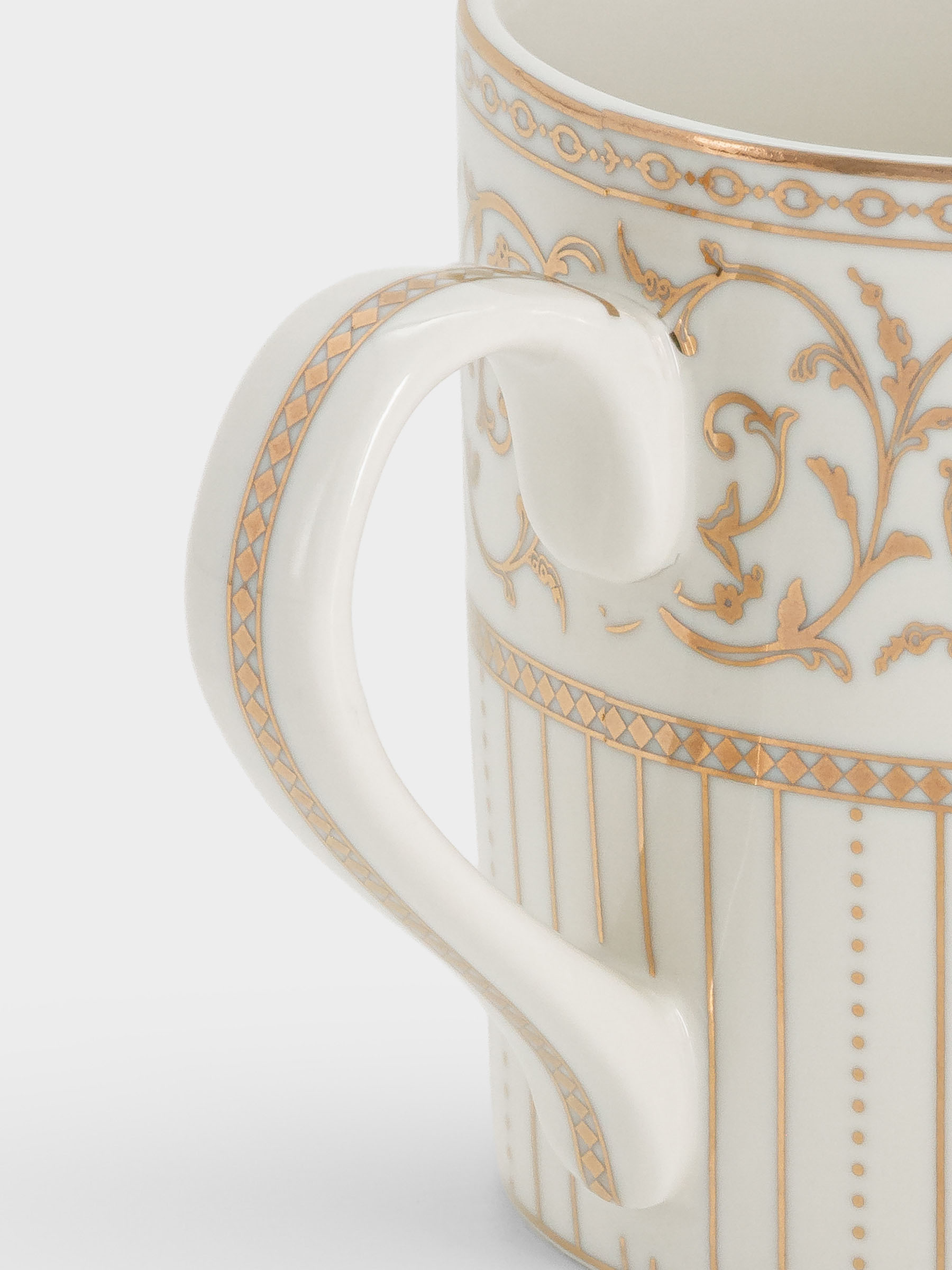 Кружка 400 мл, фарфор белый, с золотистым орнаментом Golden, Pozzi Milano Кружка 400 мл, фарфор белый, с золотистым орнаментом Golden, Pozzi Milano