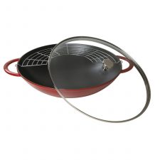 Вок со стеклянной крышкой 37 см, 5,7 л, красный, Staub, Франция