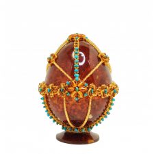 Янтарное пасхальное яйцо 12 см, ручная работа, п/к