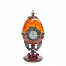 Часы - шкатулка Державные из янтаря 17,5 см, п/к