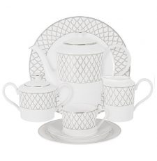 Сервиз чайный Винздор (платина) Anna Lafarg Emily 40 предмет 12 персон, фарфор