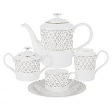 Сервиз чайный Винздор (платина) Anna Lafarg Emily 21 предмет 6 персон, фарфор