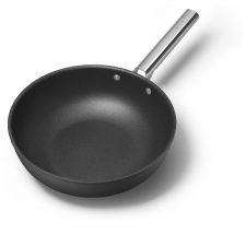 Сковорода Wok без крышки Smeg 30 см, 5,2 л, черная, Индукция, Италия