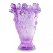 Ваза настольная Decor de Table Pate de Verre Cristal Ирисы 32 см, хрустальное тесто, фиолетовая, п/к