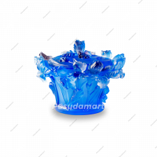 Конфетница Decor de Table Pate de Verre Cristal Ирисы 17 см, хрустальное тесто, кобальтово-синяя, п/к