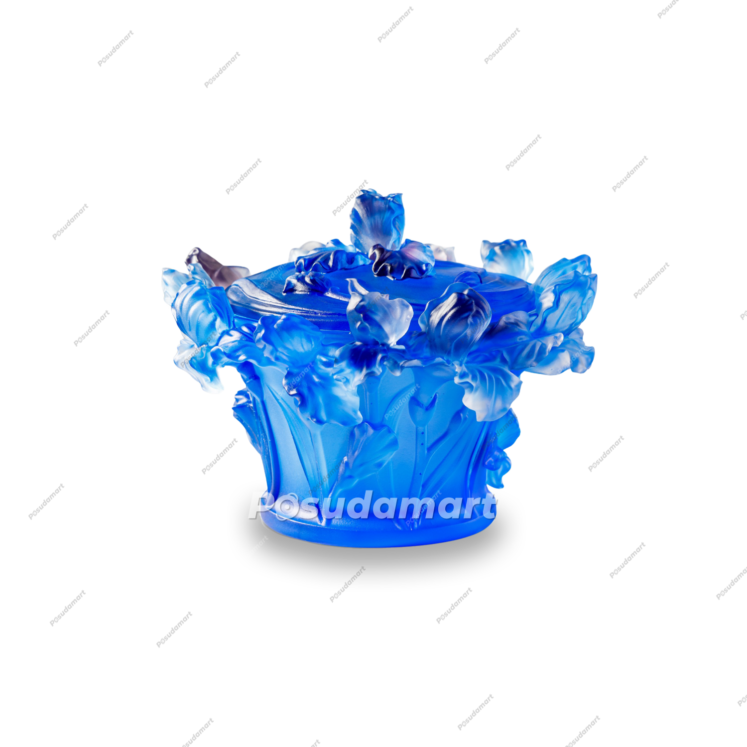 Конфетница Decor de Table Pate de Verre Cristal Ирисы 17 см, хрустальное тесто, кобальтово-синяя, п/к Конфетница Decor de Table Pate de Verre Cristal Ирисы 17 см, хрустальное тесто, кобальтово-синяя, п/к