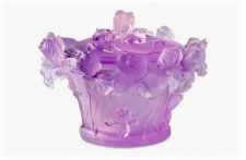 Конфетница Decor de Table Pate de Verre Cristal Ирисы 17 см, хрустальное тесто, фиолетовая, п/к