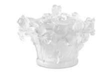 Конфетница Decor de Table Pate de Verre Cristal Ирисы 17 см, хрустальное тесто, белая, п/к