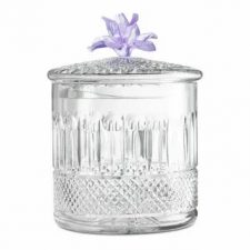 Конфетница с крышкой Decor de Table Париж Камелия 12,5х17 см, хрусталь, цветок фиолетовый