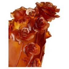 Ваза настольная Decor de Table Pate de Verre Cristal Роза 35 см, хрустальное тесто,янтарная, п/к