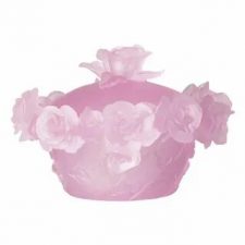 Конфетница с крышкой Decor de Table Pate de Verre Cristal Роза 17 см, хрустальное тесто