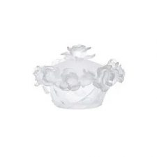 Конфетница с крышкой Decor de Table Pate de Verre Cristal Роза 17 см, хрустальное тесто, белая
