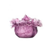 Конфетница с крышкой Decor de Table Pate de Verre Cristal Анемон 17 см, хрустальное тесто, пурпурная, п/к